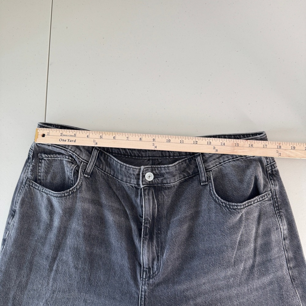 American Eagle Wide Leg Jeans 16L Grey Cotton High Rise Grunge Streetwear Indie - Picture 11 of 16
